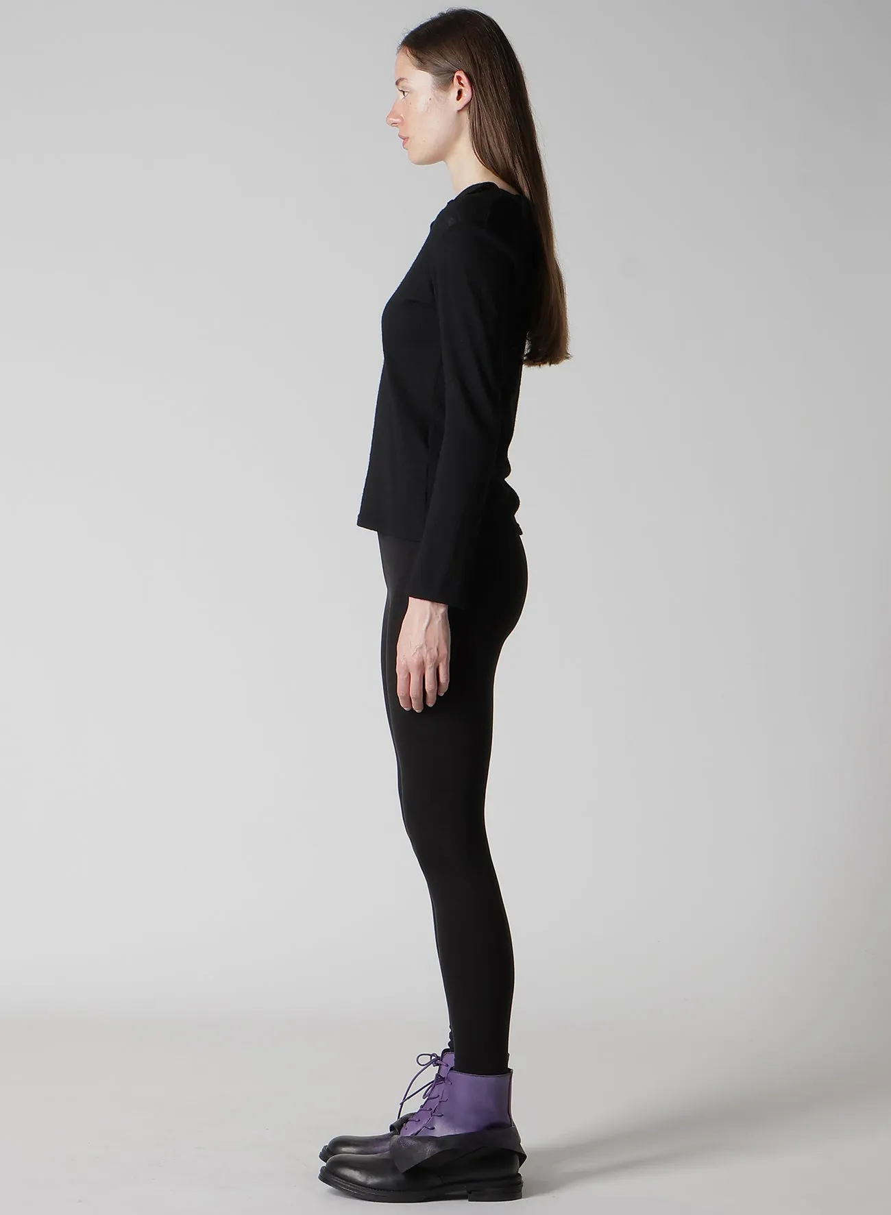 AIRY SPUN LIGHT MILLED BACKSIDE LACE UP T-SHIRT sold by Yohji Yamamoto product image thumbnail 4