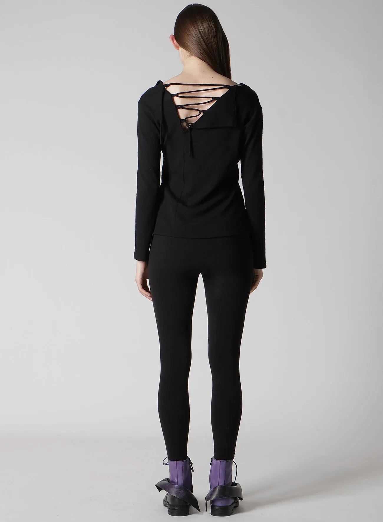 AIRY SPUN LIGHT MILLED BACKSIDE LACE UP T-SHIRT sold by Yohji Yamamoto product image thumbnail 5