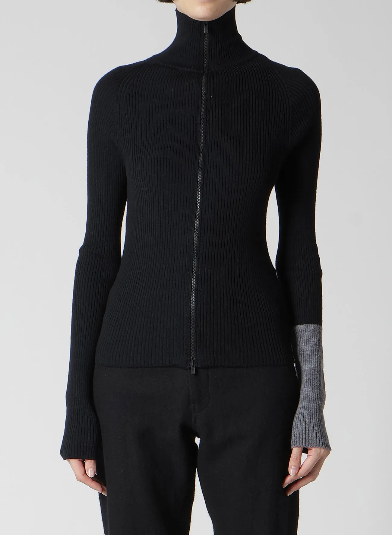 RIB COLOR COMBI HIGH NECK ZIP CD sold by Yohji Yamamoto product image thumbnail 2
