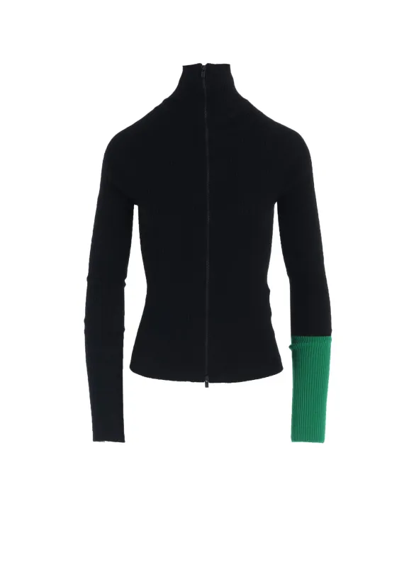 RIB COLOR COMBI HIGH NECK ZIP CD sold by Yohji Yamamoto