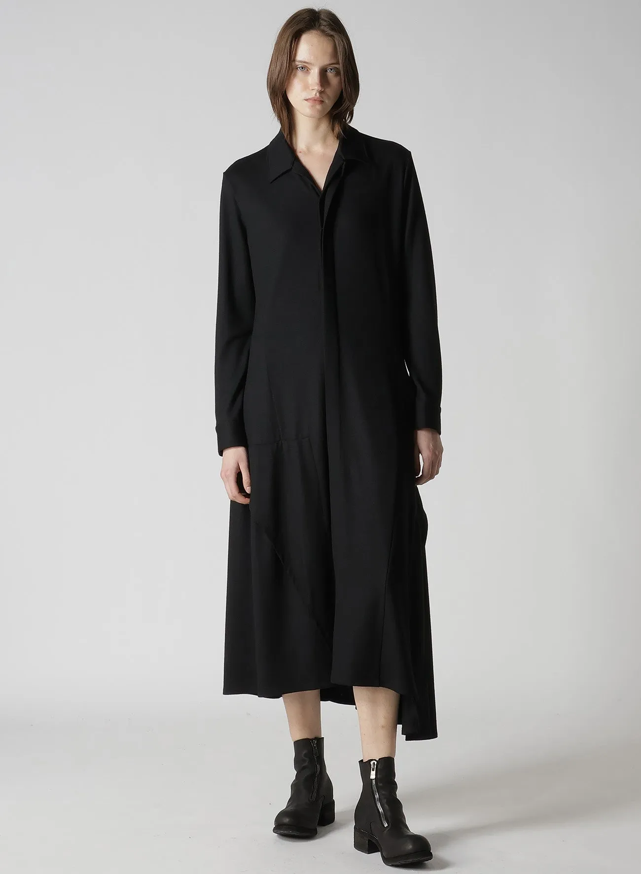 WASHABLE WOOL O COLLAR SHIRT DRESS sold by Yohji Yamamoto product image thumbnail 3