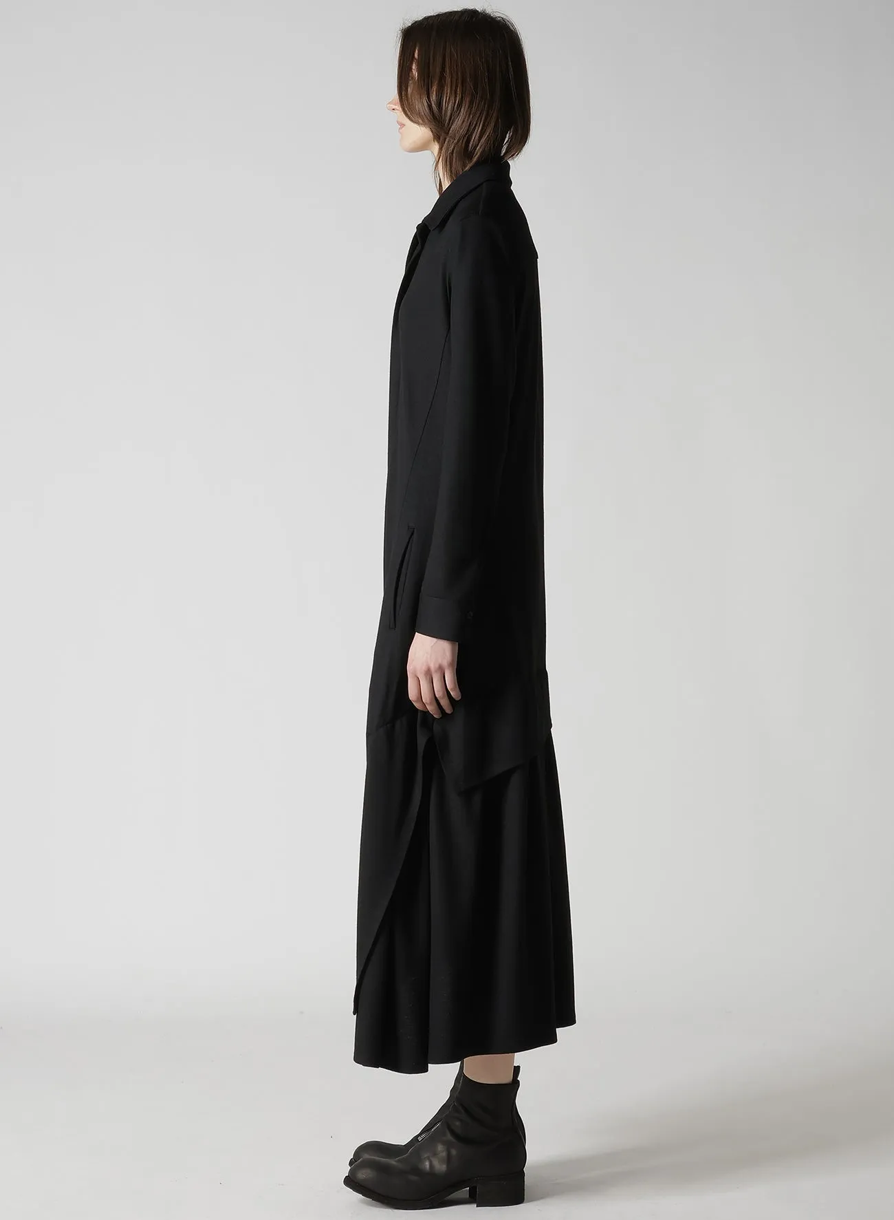 WASHABLE WOOL O COLLAR SHIRT DRESS sold by Yohji Yamamoto product image thumbnail 4