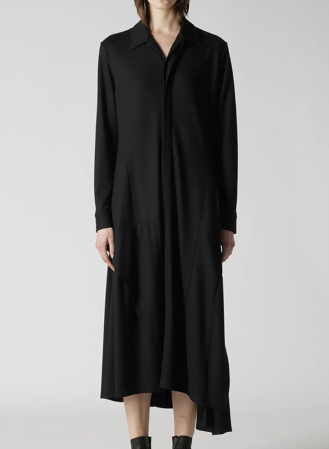 WASHABLE WOOL O COLLAR SHIRT DRESS sold by Yohji Yamamoto product image thumbnail 2