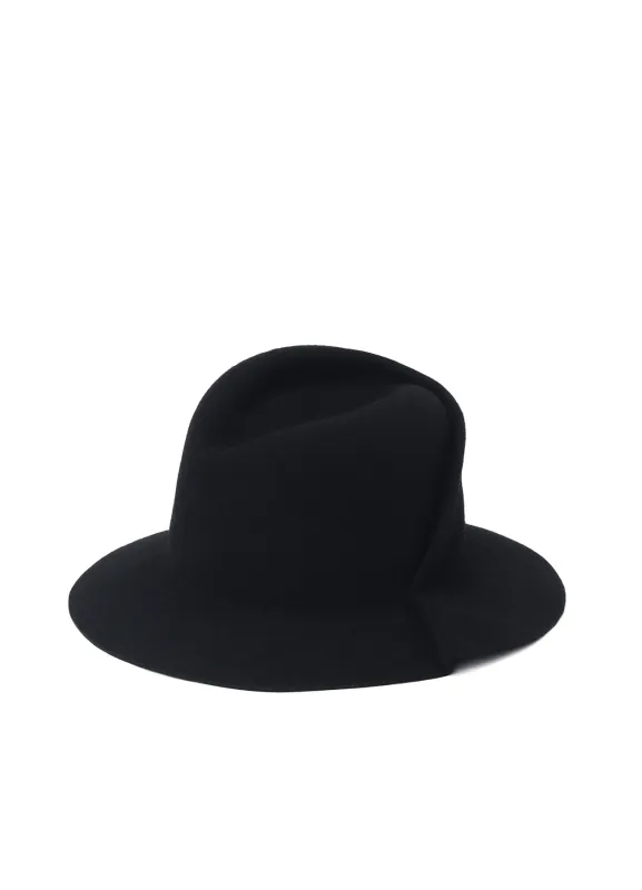 HAT MATERIAL BK TUCKED FEDORA sold by Yohji Yamamoto