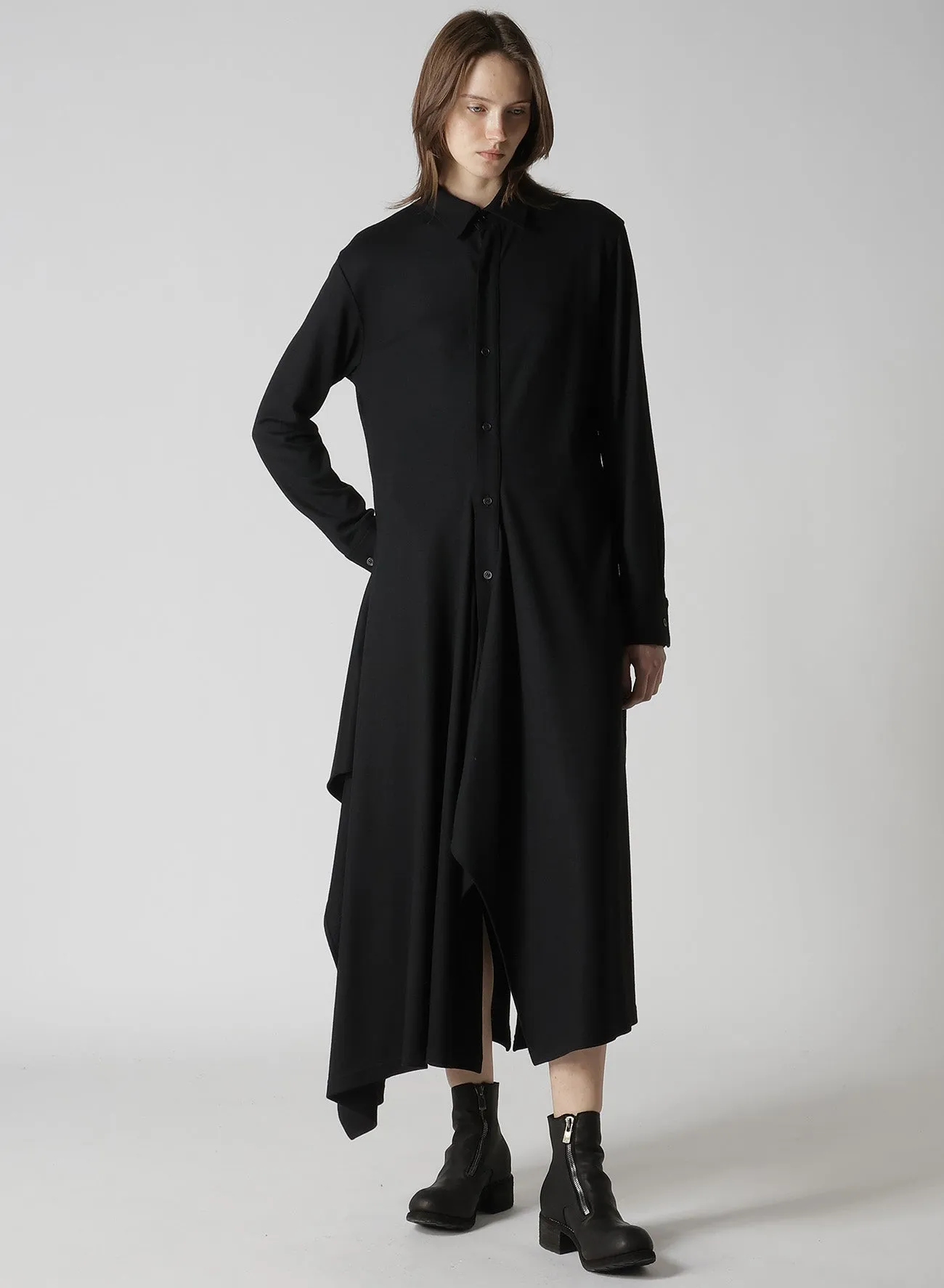 WASHABLE WOOL DRAPED SHIRT DRESS sold by Yohji Yamamoto product image thumbnail 3