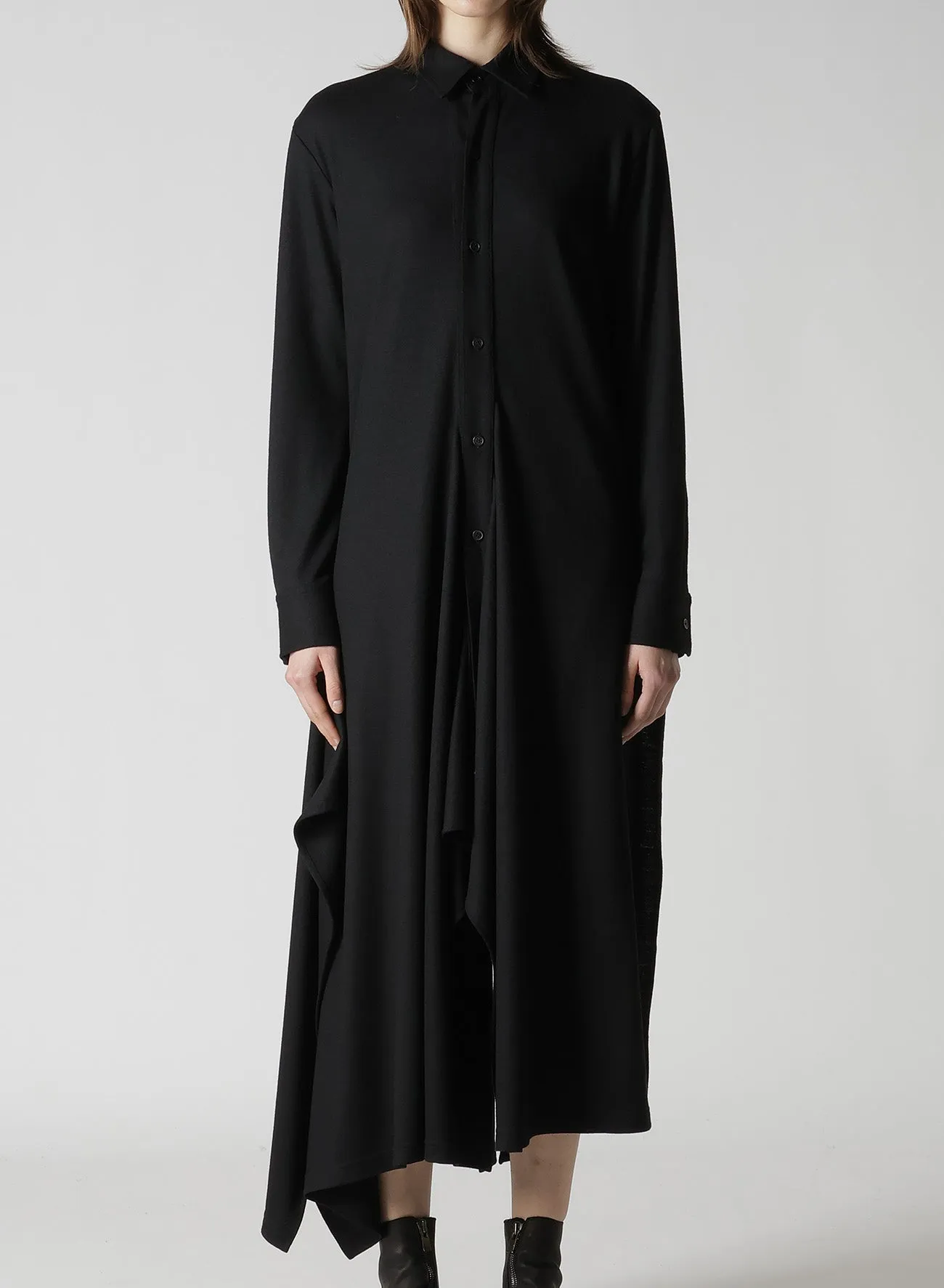 WASHABLE WOOL DRAPED SHIRT DRESS sold by Yohji Yamamoto product image thumbnail 2