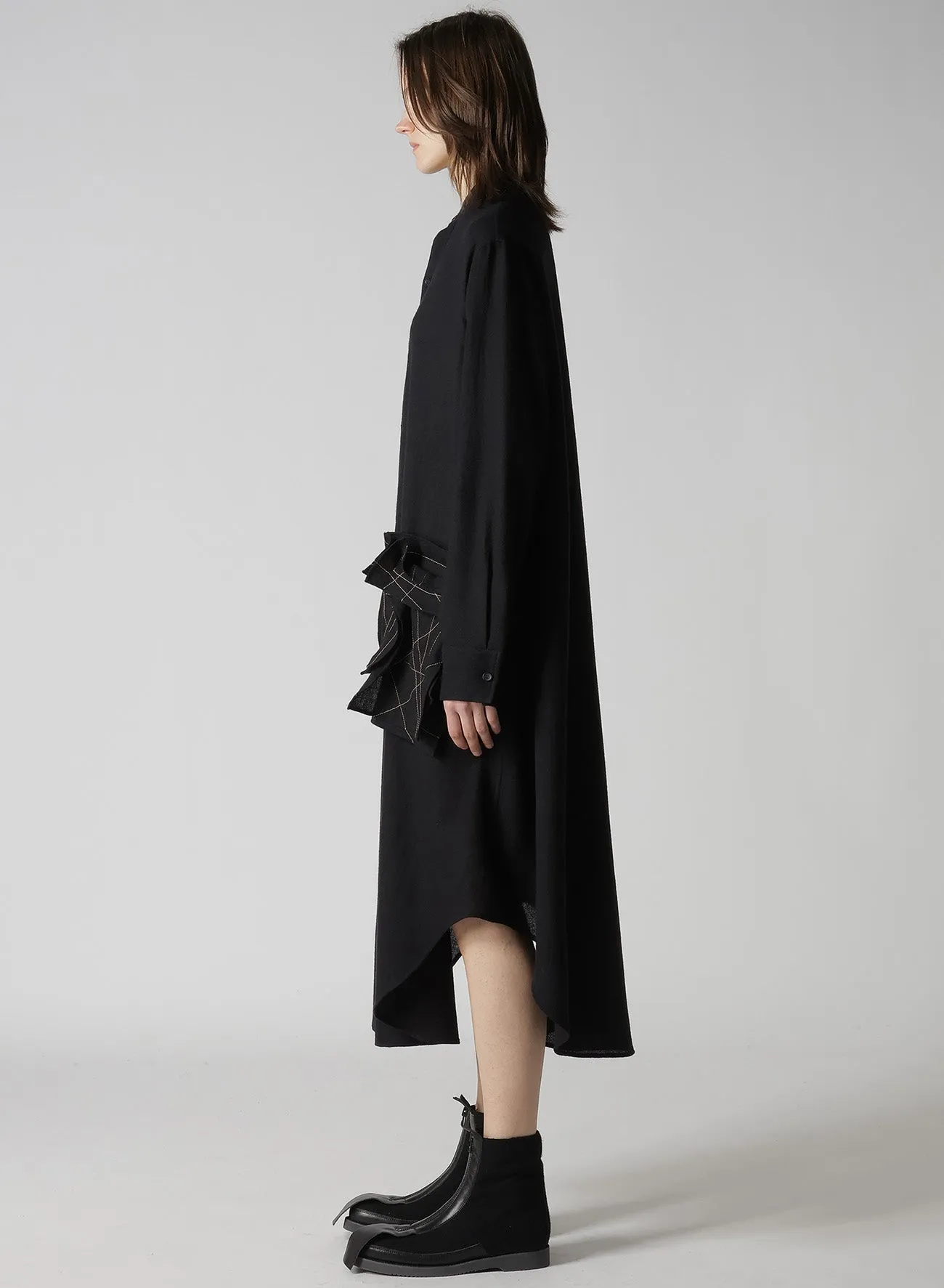 SOFT WOOL A EMBROIDERY BOX POCKET DRESS sold by Yohji Yamamoto product image thumbnail 4