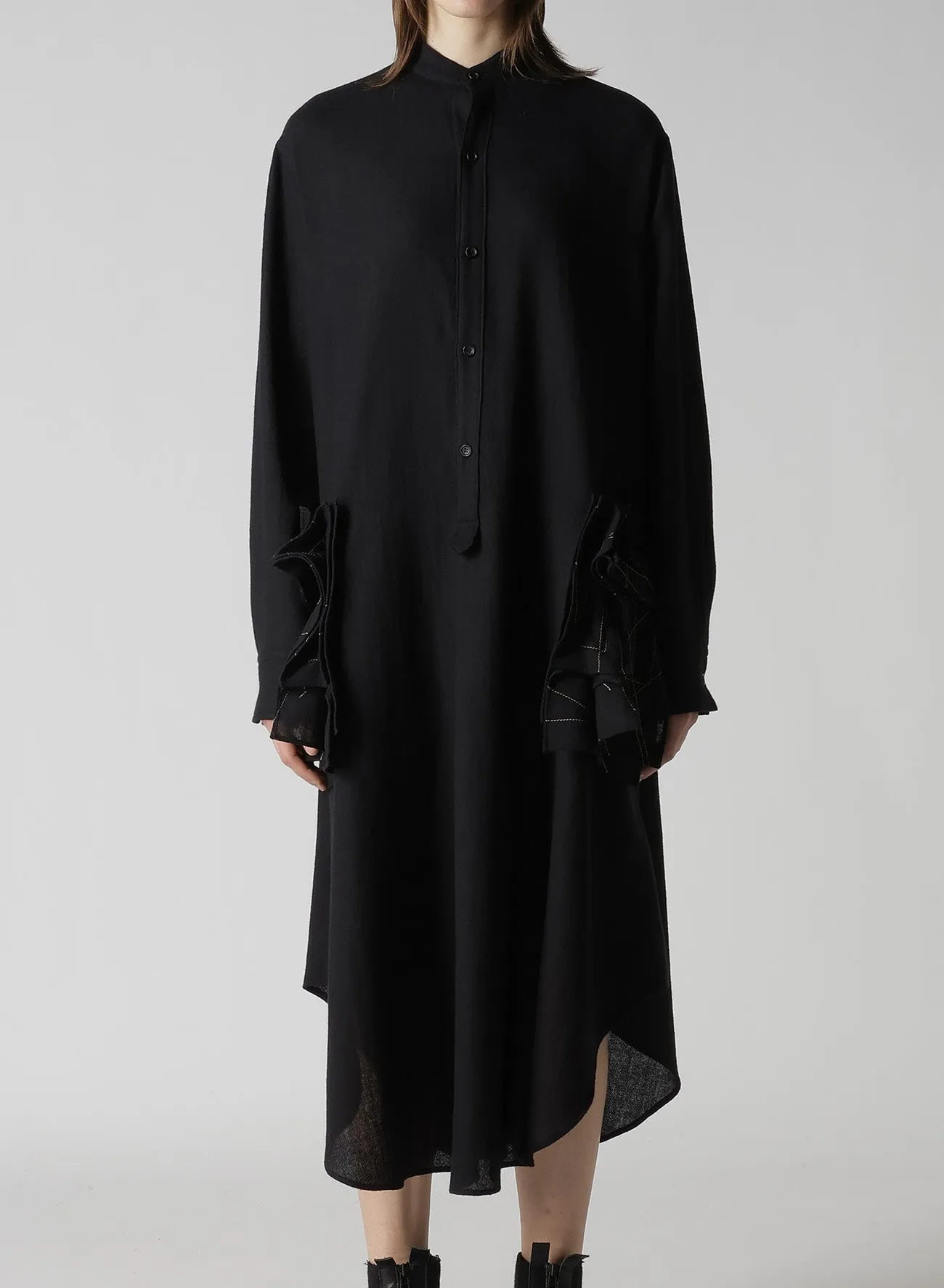 SOFT WOOL A EMBROIDERY BOX POCKET DRESS sold by Yohji Yamamoto product image thumbnail 2