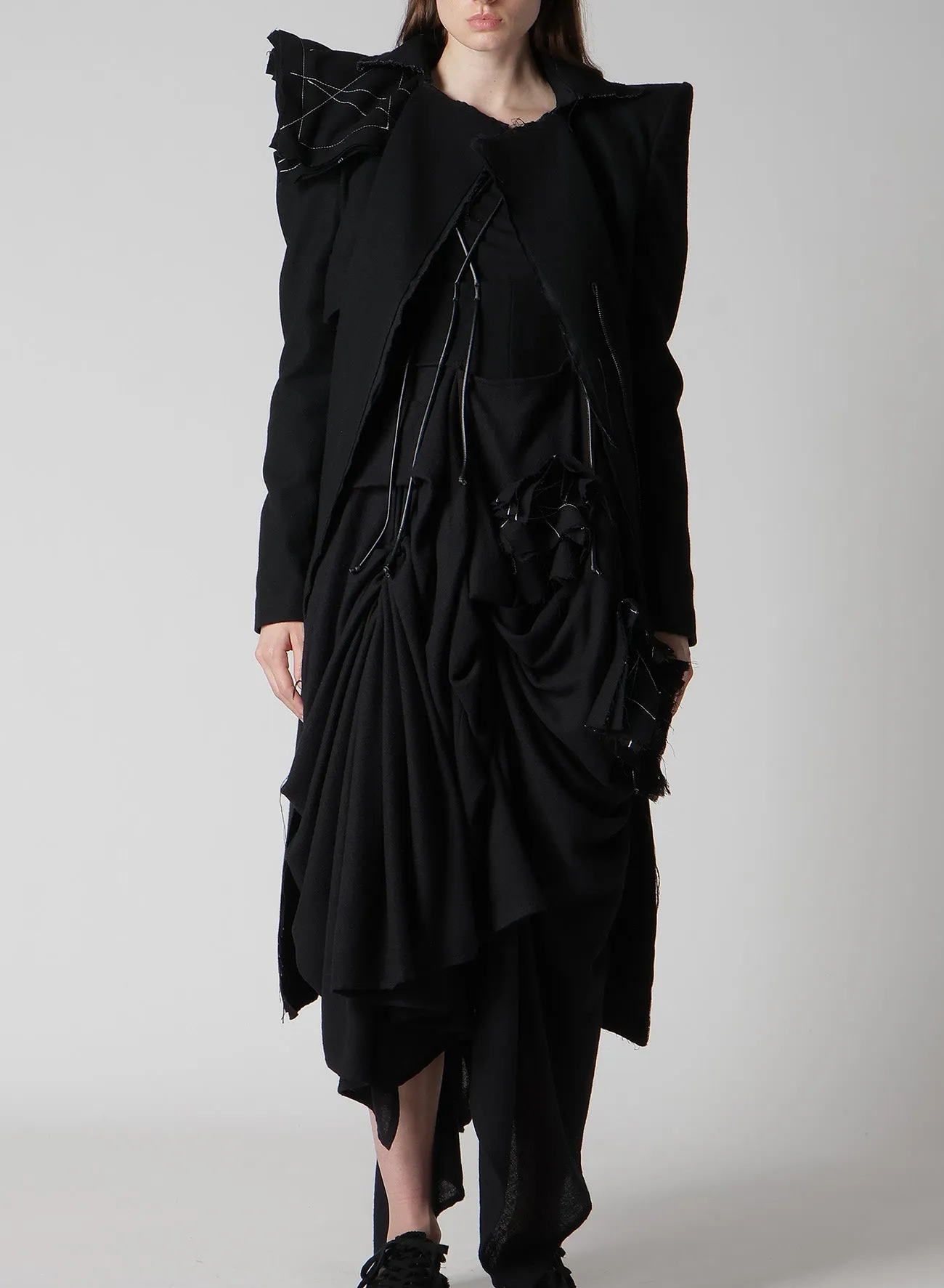 FLANNEL P SHOULDER BELTED COAT sold by Yohji Yamamoto product image thumbnail 2