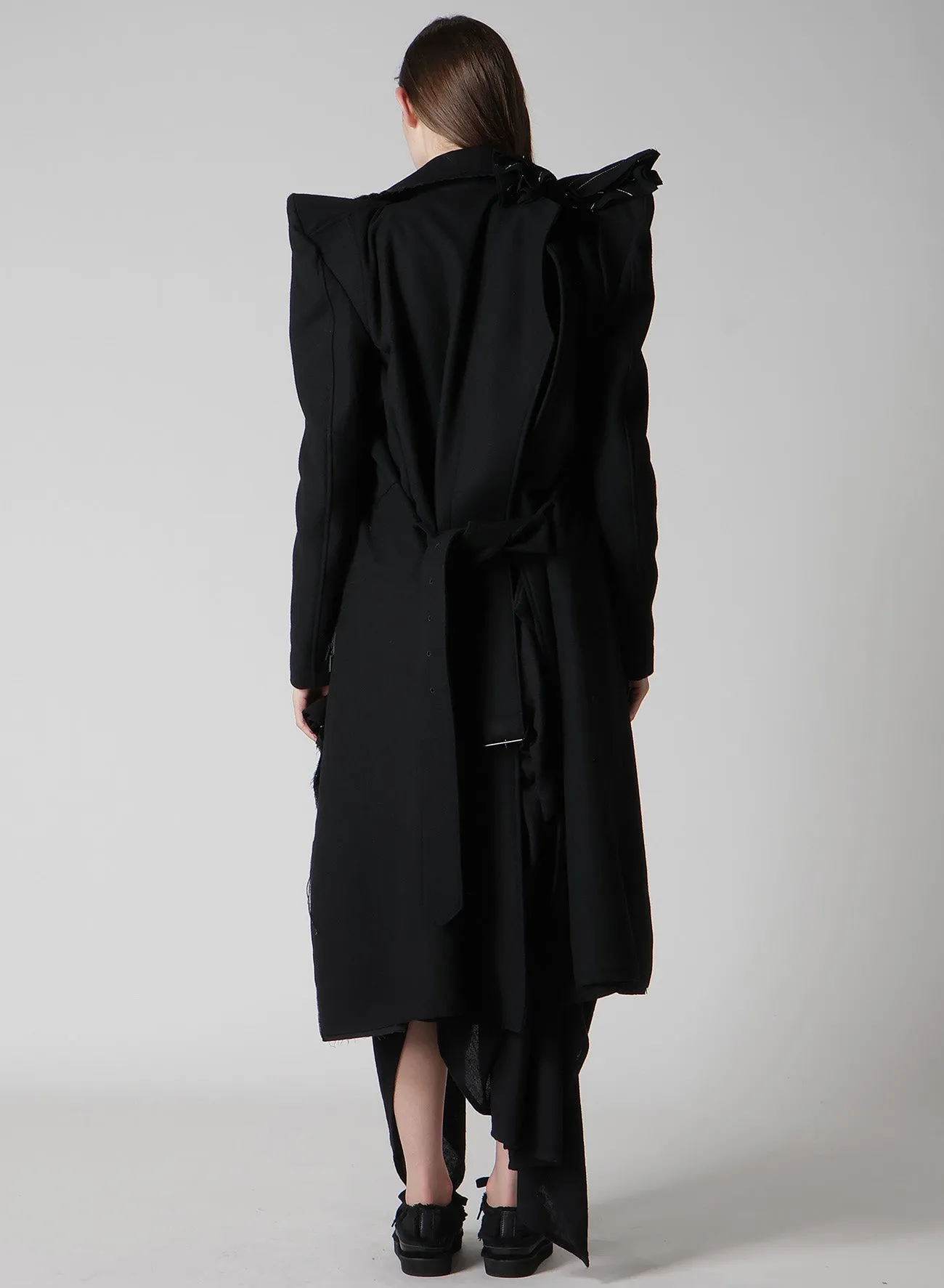FLANNEL P SHOULDER BELTED COAT sold by Yohji Yamamoto product image thumbnail 5