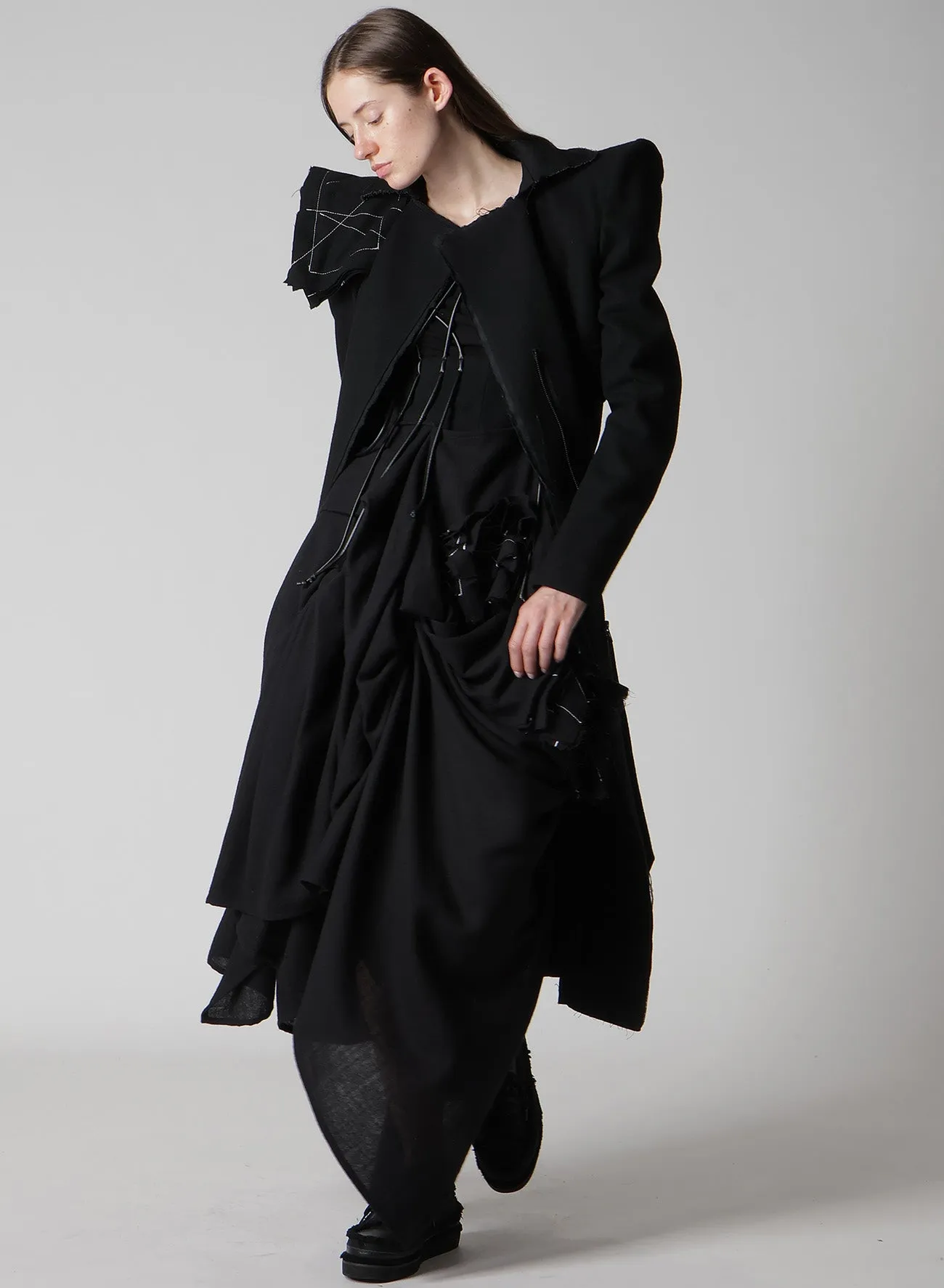 FLANNEL P SHOULDER BELTED COAT sold by Yohji Yamamoto product image thumbnail 3