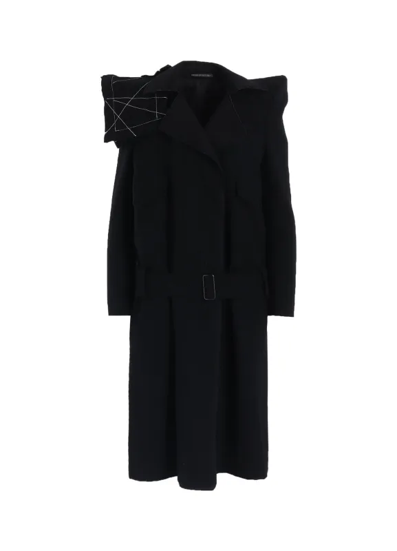 FLANNEL P SHOULDER BELTED COAT sold by Yohji Yamamoto