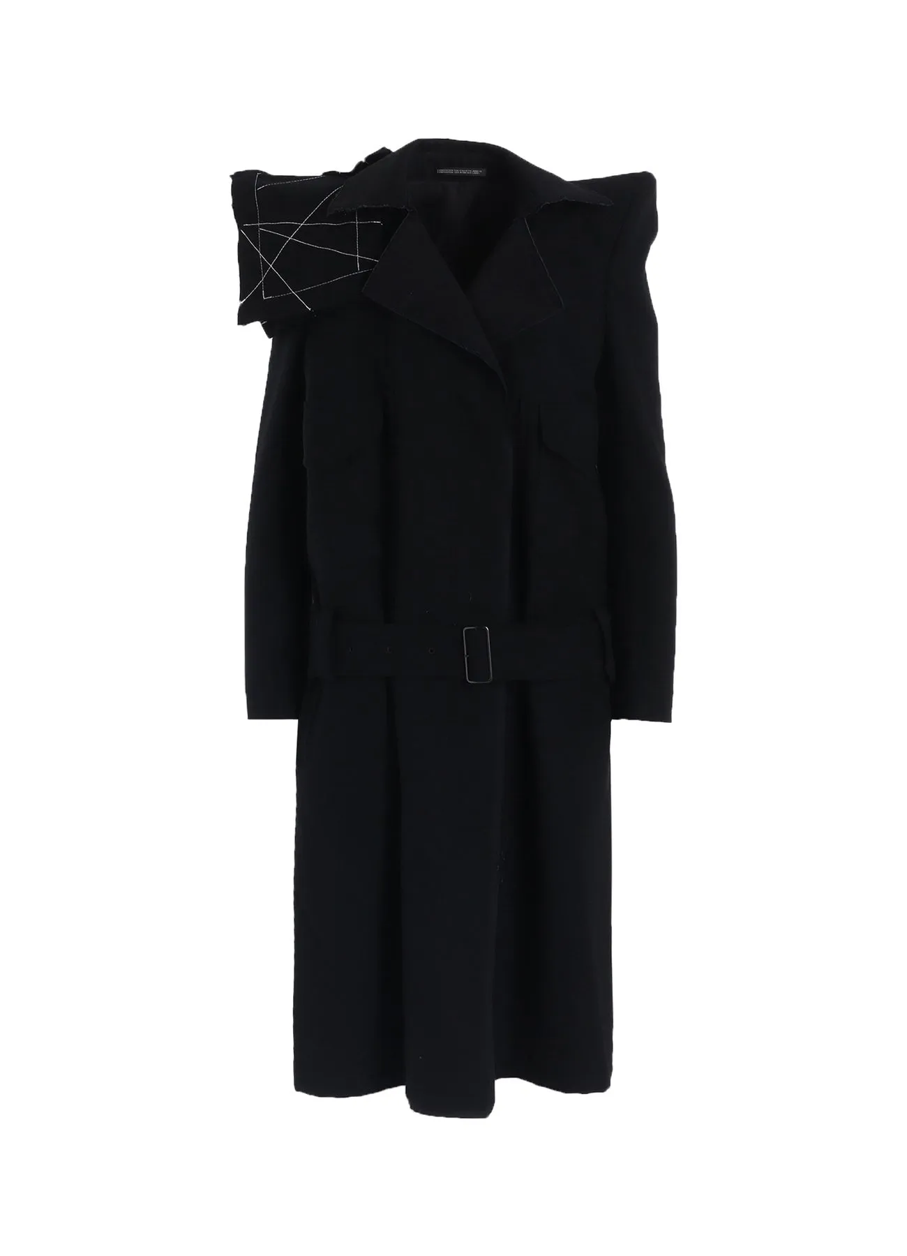 FLANNEL P SHOULDER BELTED COAT sold by Yohji Yamamoto