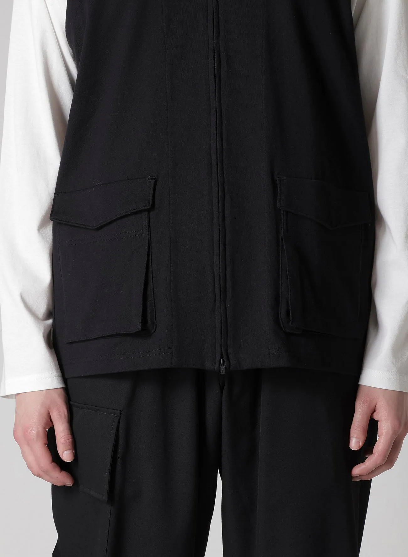 HIGH DENSITY JERSEY HOODED ZIP VEST sold by Yohji Yamamoto product image thumbnail 5