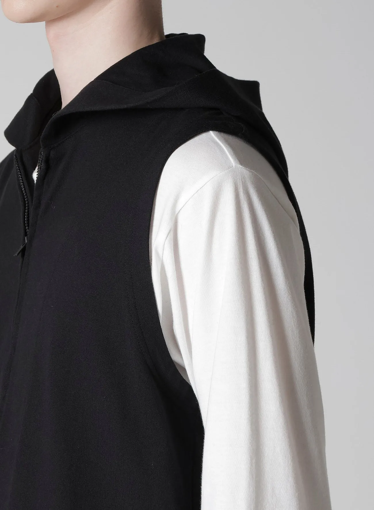 HIGH DENSITY JERSEY HOODED ZIP VEST sold by Yohji Yamamoto product image thumbnail 4