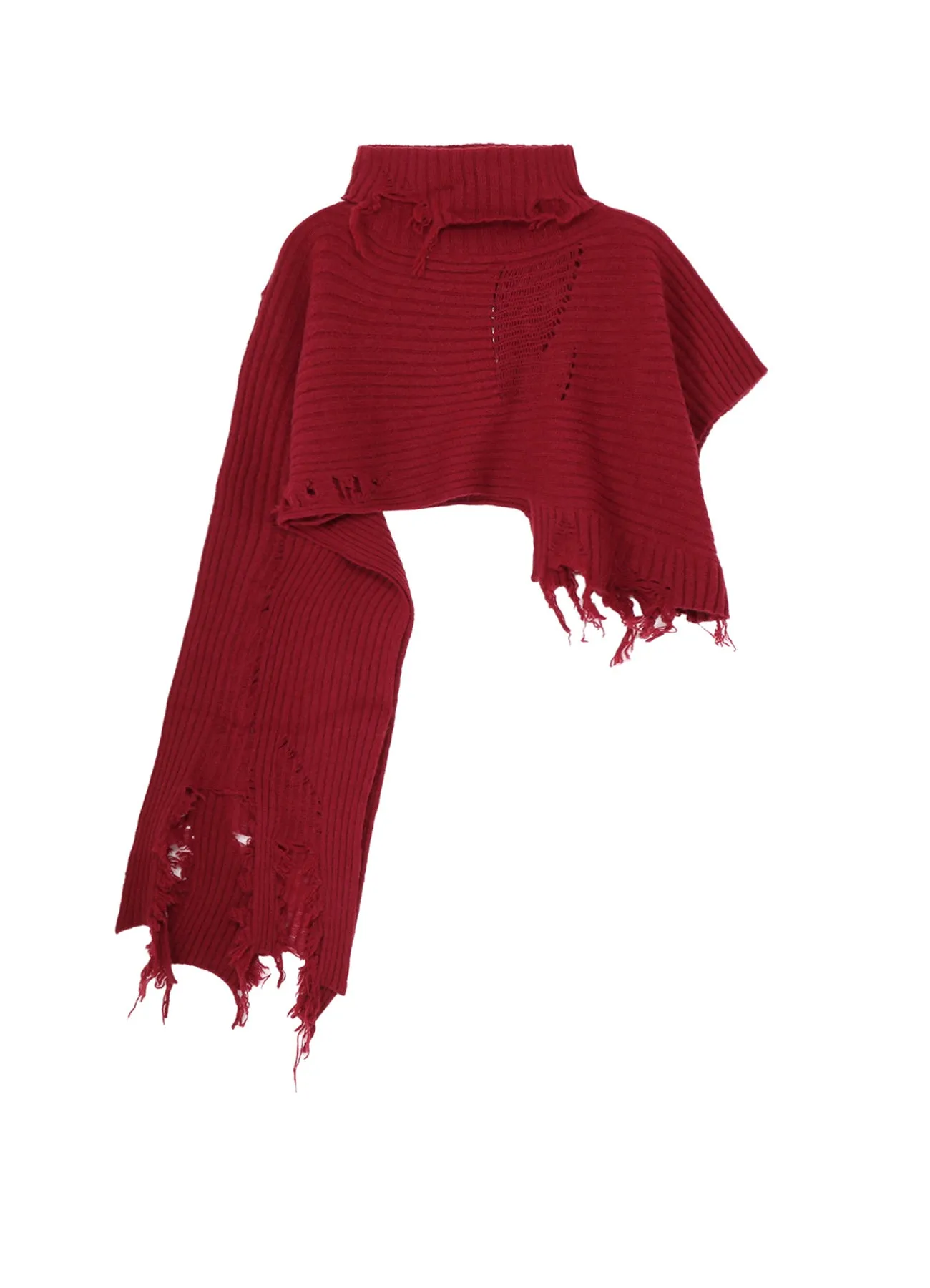 CRUSHED RIB DAMAGED 2WAY WOOL SCARF sold by Yohji Yamamoto