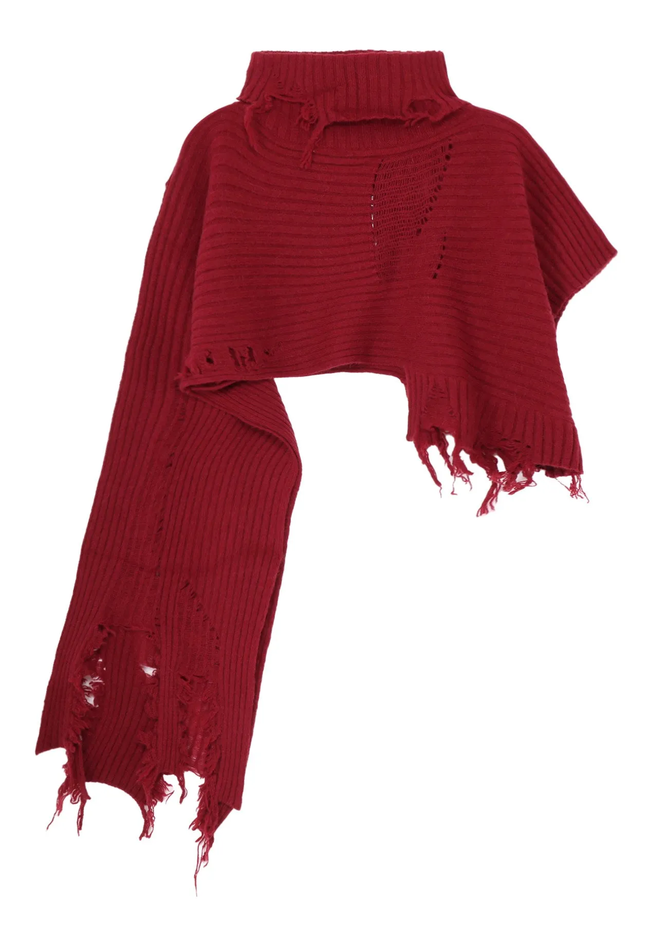 CRUSHED RIB DAMAGED 2WAY WOOL SCARF sold by Yohji Yamamoto product image thumbnail 2