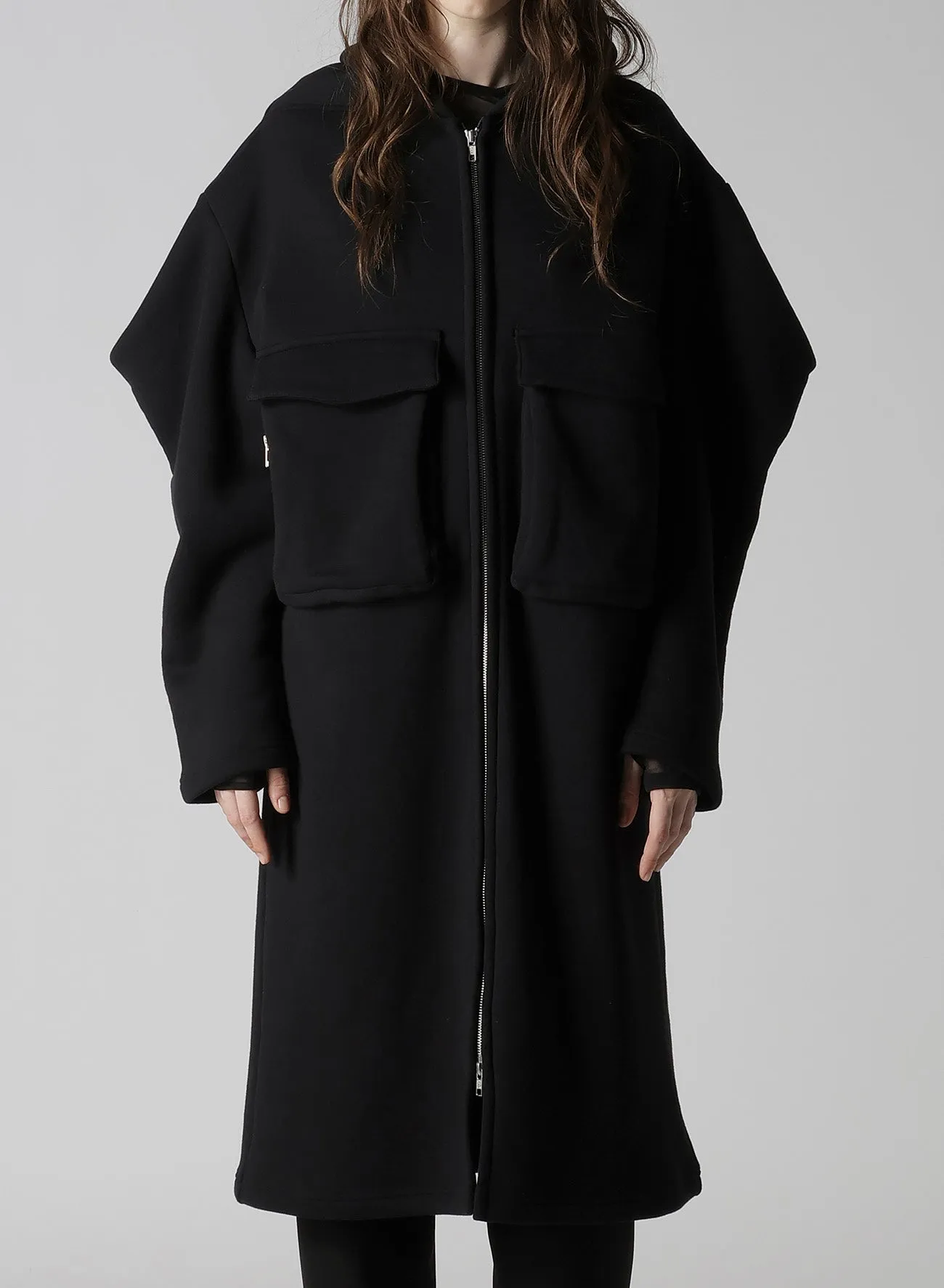 COTTON TIGHT FLEECE LINING SLEEVE PUFF LONG JACKET sold by Yohji Yamamoto product image thumbnail 4