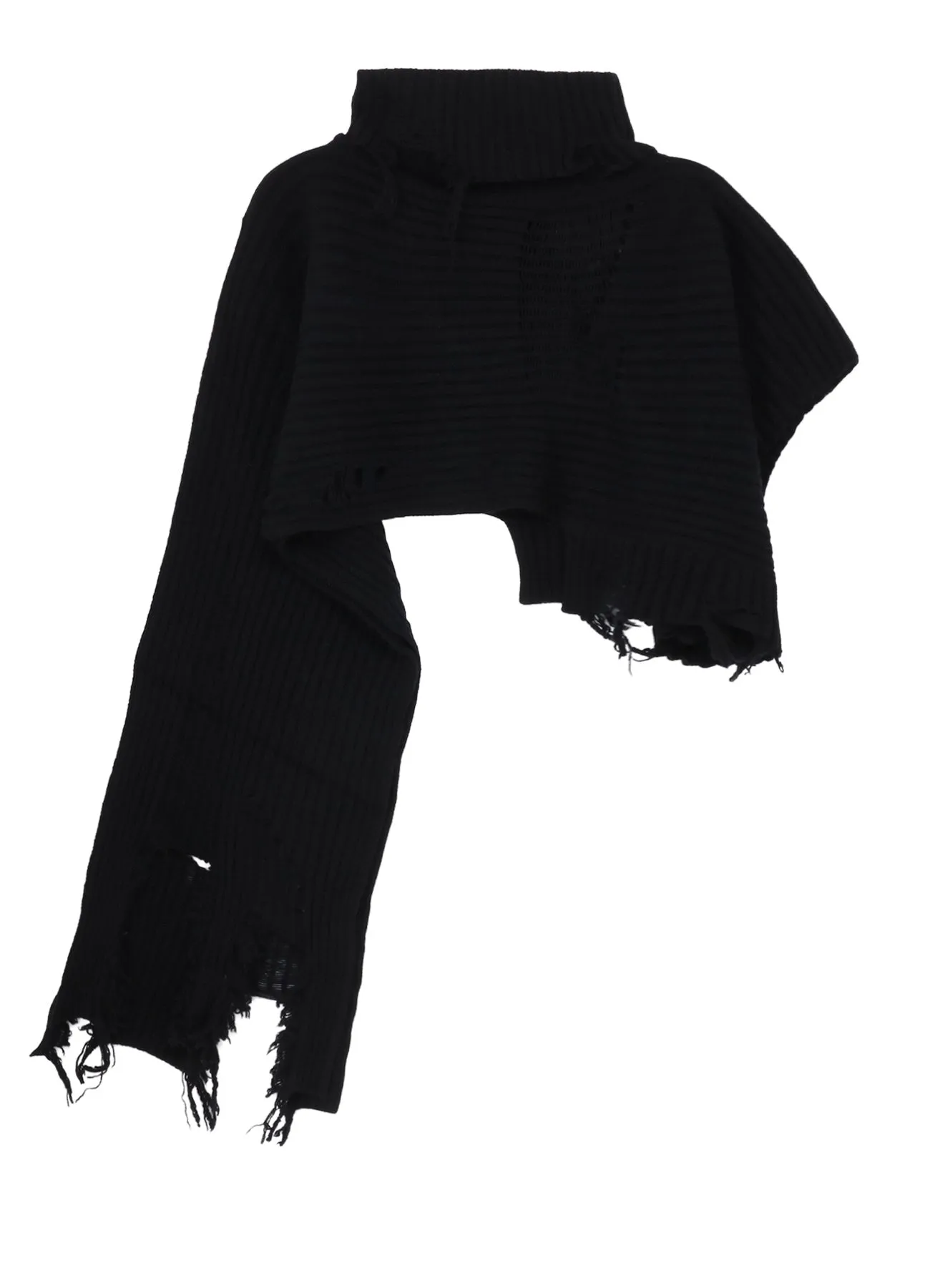 CRUSHED RIB DAMAGED 2WAY WOOL SCARF sold by Yohji Yamamoto product image thumbnail 2