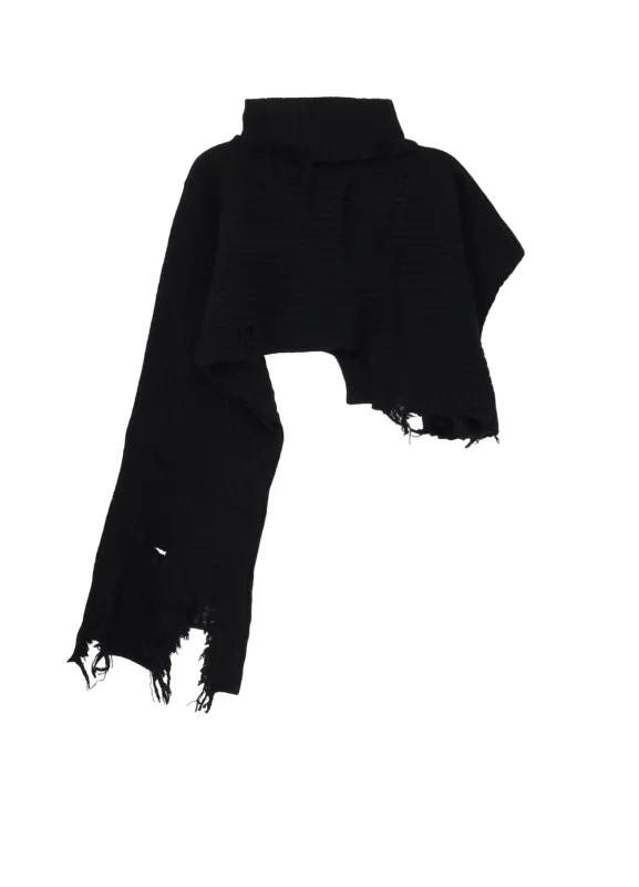 CRUSHED RIB DAMAGED 2WAY WOOL SCARF sold by Yohji Yamamoto