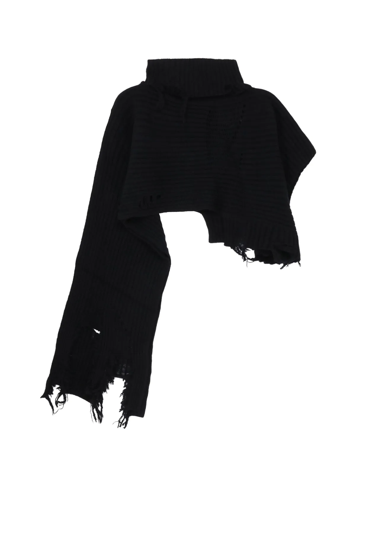 CRUSHED RIB DAMAGED 2WAY WOOL SCARF sold by Yohji Yamamoto