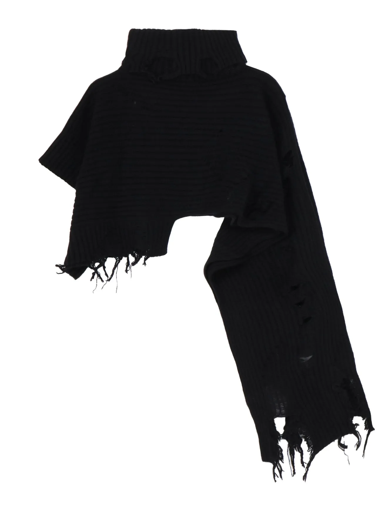 CRUSHED RIB DAMAGED 2WAY WOOL SCARF sold by Yohji Yamamoto product image thumbnail 3