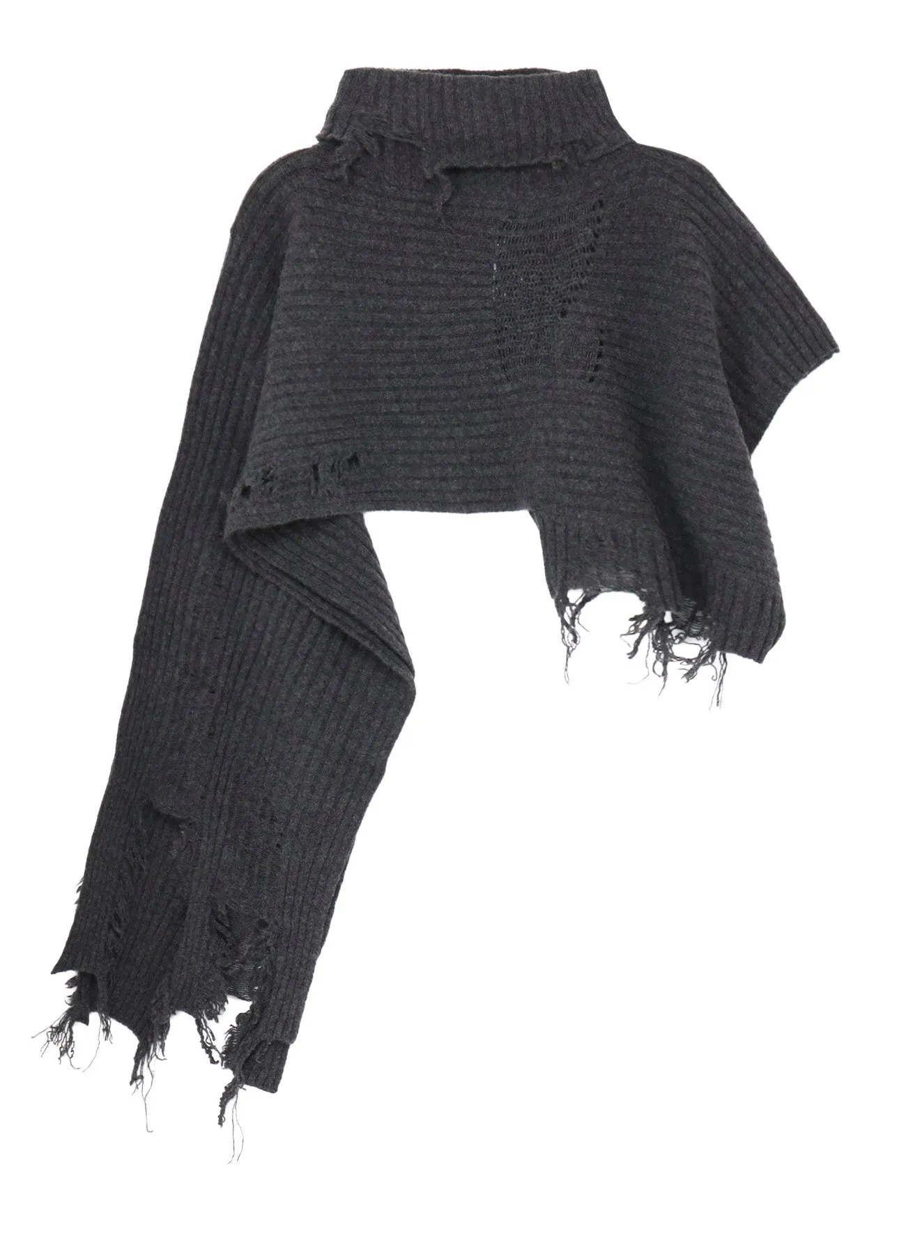 CRUSHED RIB DAMAGED 2WAY WOOL SCARF sold by Yohji Yamamoto product image thumbnail 2
