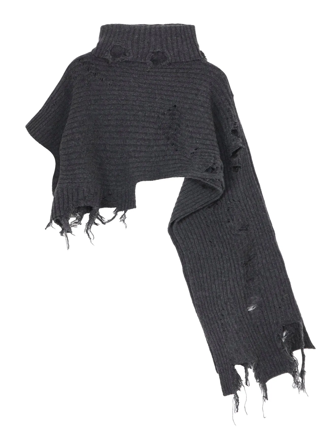CRUSHED RIB DAMAGED 2WAY WOOL SCARF sold by Yohji Yamamoto product image thumbnail 3