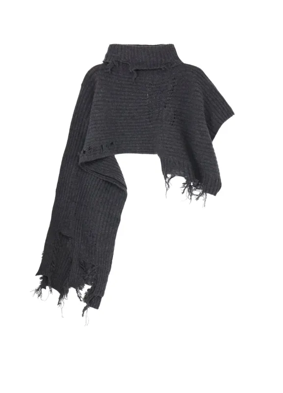 CRUSHED RIB DAMAGED 2WAY WOOL SCARF sold by Yohji Yamamoto