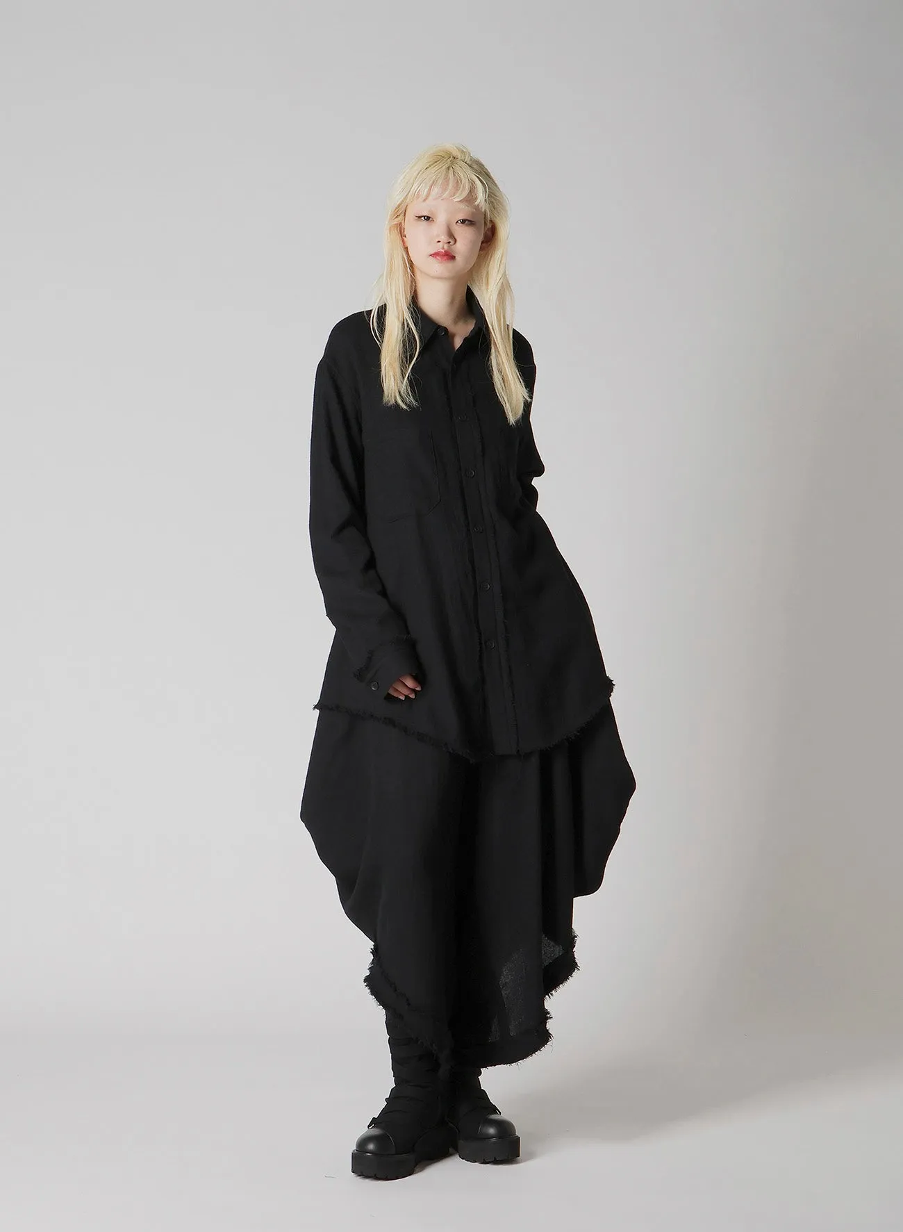 WOOL VIYELLA HEM PUFF SHIRT sold by Yohji Yamamoto product image thumbnail 5