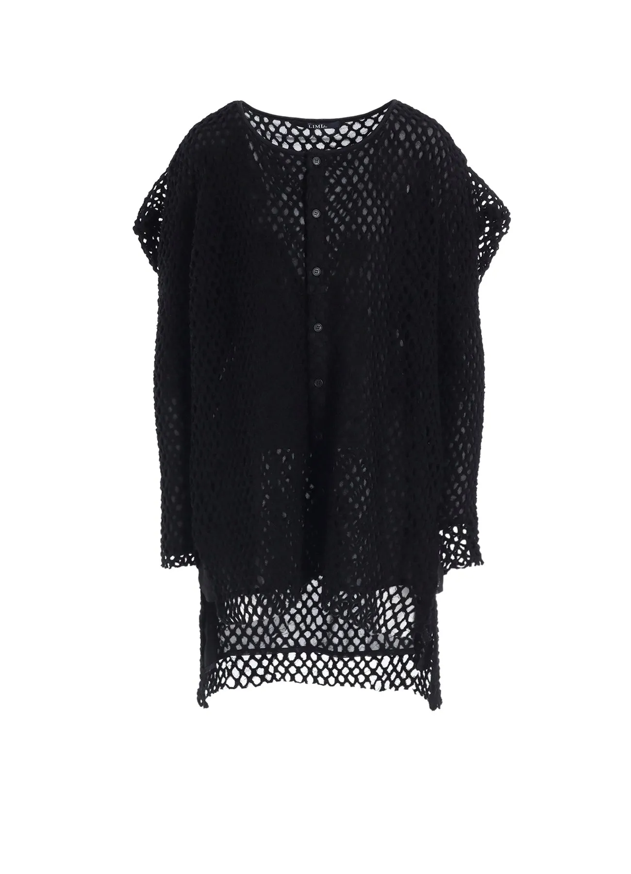 HOLE JACQUARD + CHIFFON PUFF LONG CARDIGAN sold by Yohji Yamamoto