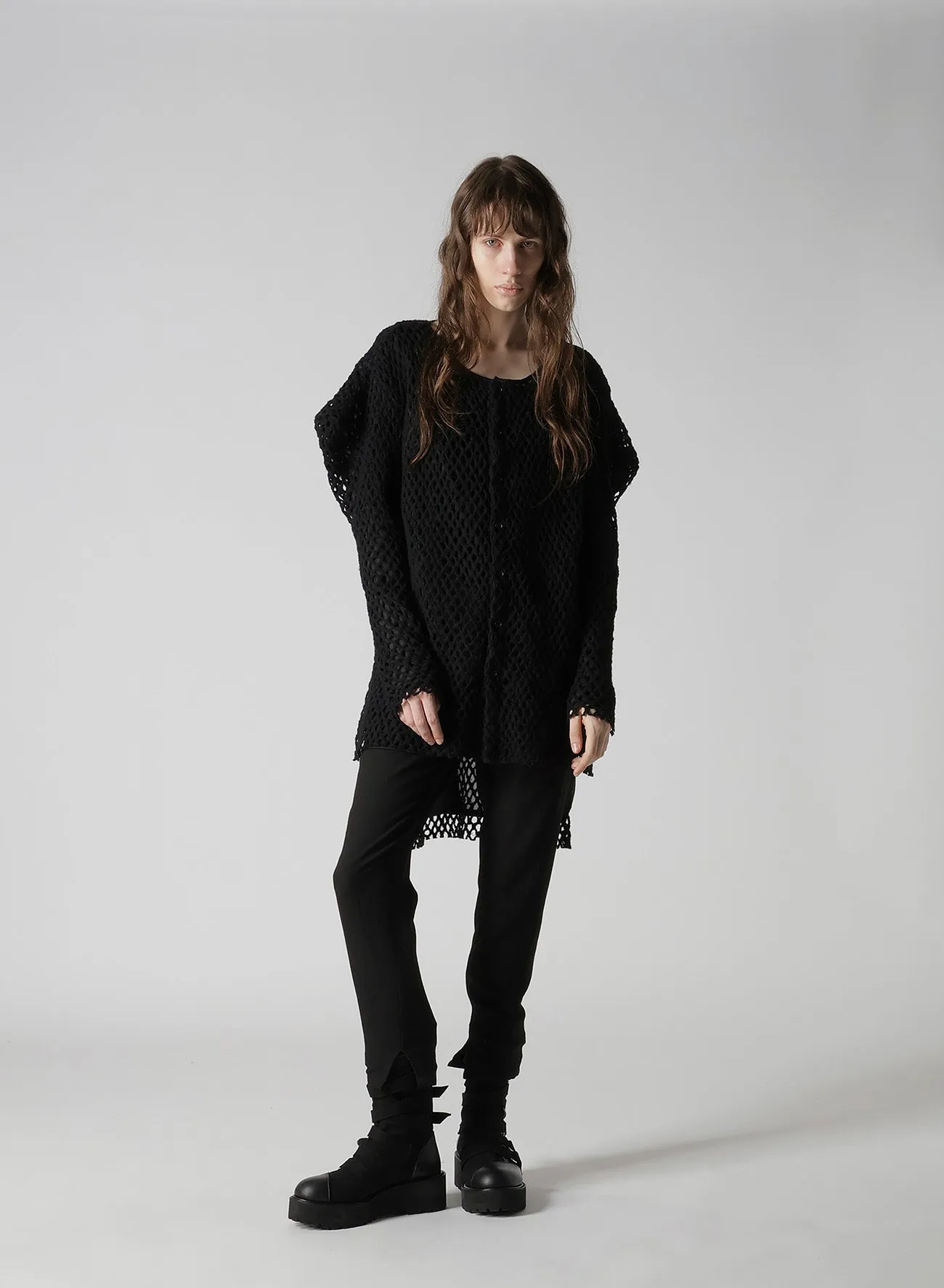 HOLE JACQUARD + CHIFFON PUFF LONG CARDIGAN sold by Yohji Yamamoto product image thumbnail 5