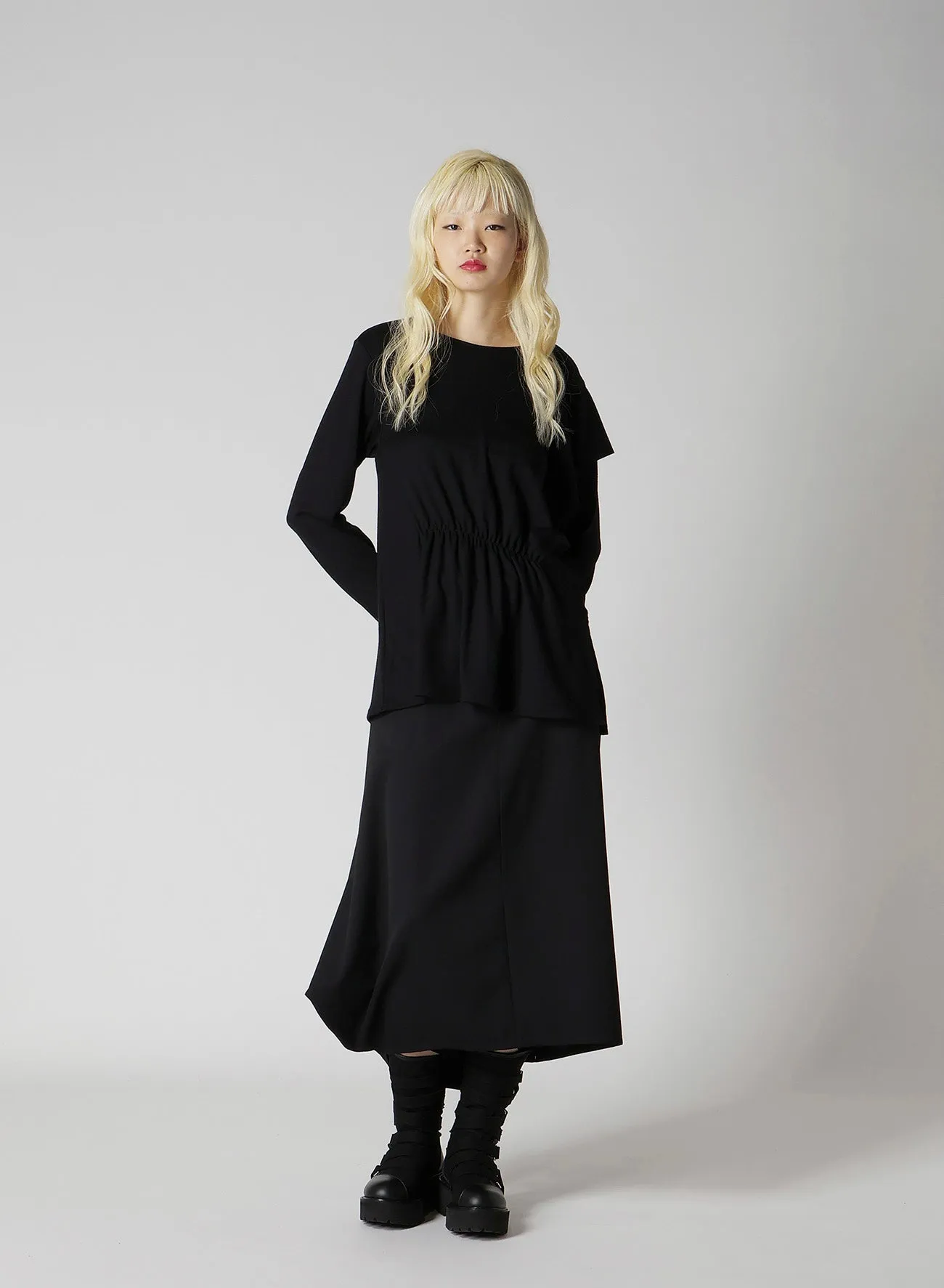 WOOL SMOOTH GATHER ASYMMETRY T-SHIRT sold by Yohji Yamamoto product image thumbnail 5