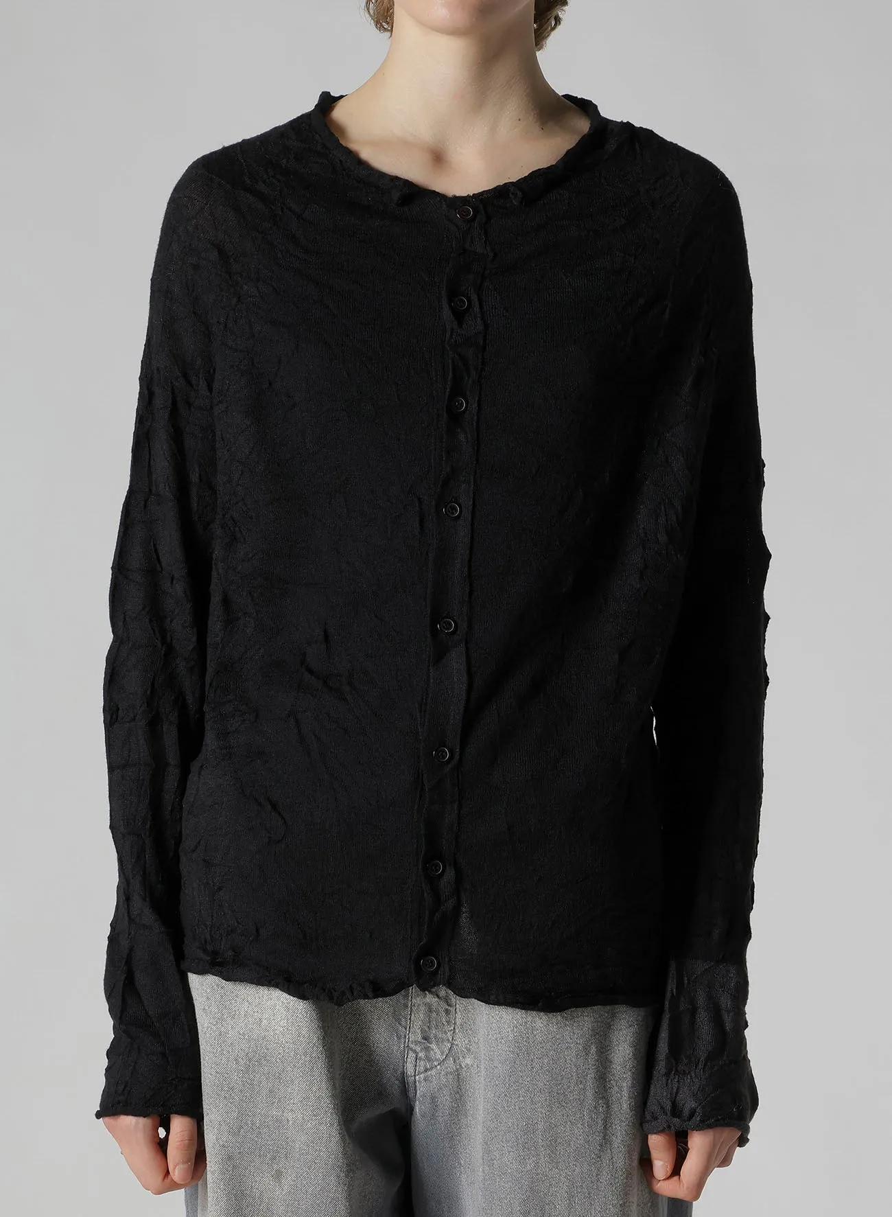 OFF NECK WRINKLED LONG SLEEVE CARDIGAN sold by Yohji Yamamoto product image thumbnail 4