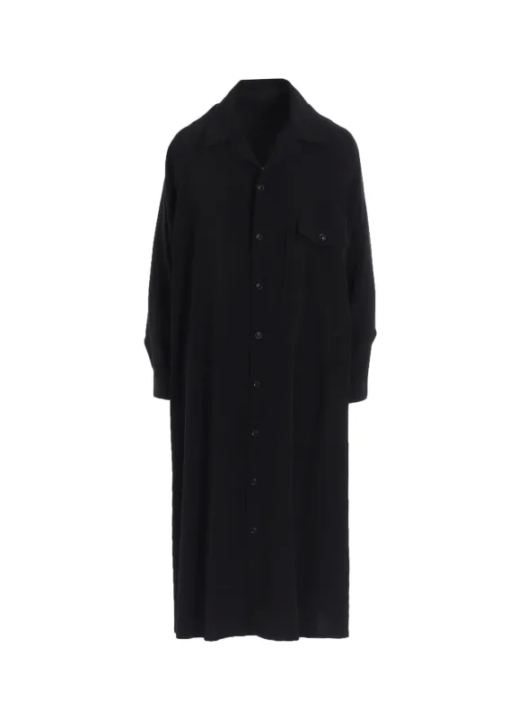 TA/PE CREPE DE CHINE OPEN COLLAR DRESS sold by Yohji Yamamoto