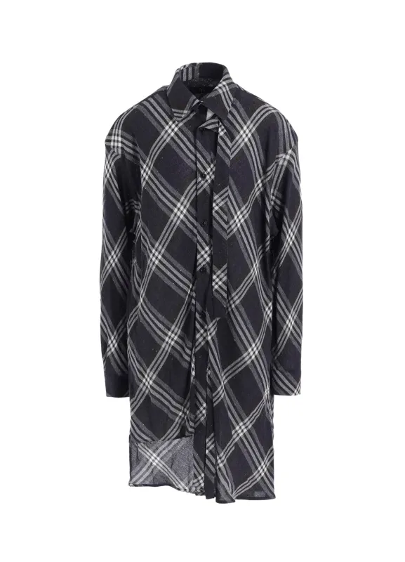 GAUZE PLAID HANGING PLACKET BLOUSE sold by Yohji Yamamoto