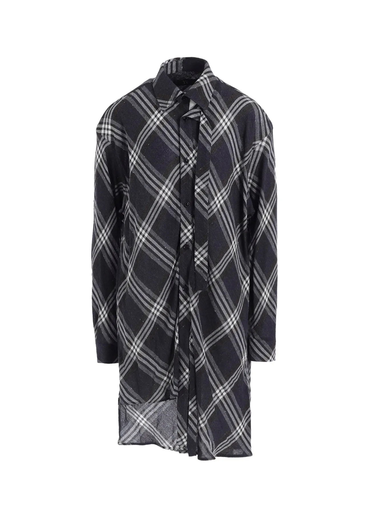 GAUZE PLAID HANGING PLACKET BLOUSE sold by Yohji Yamamoto
