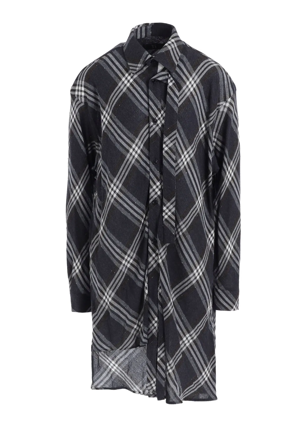 GAUZE PLAID HANGING PLACKET BLOUSE sold by Yohji Yamamoto product image thumbnail 2