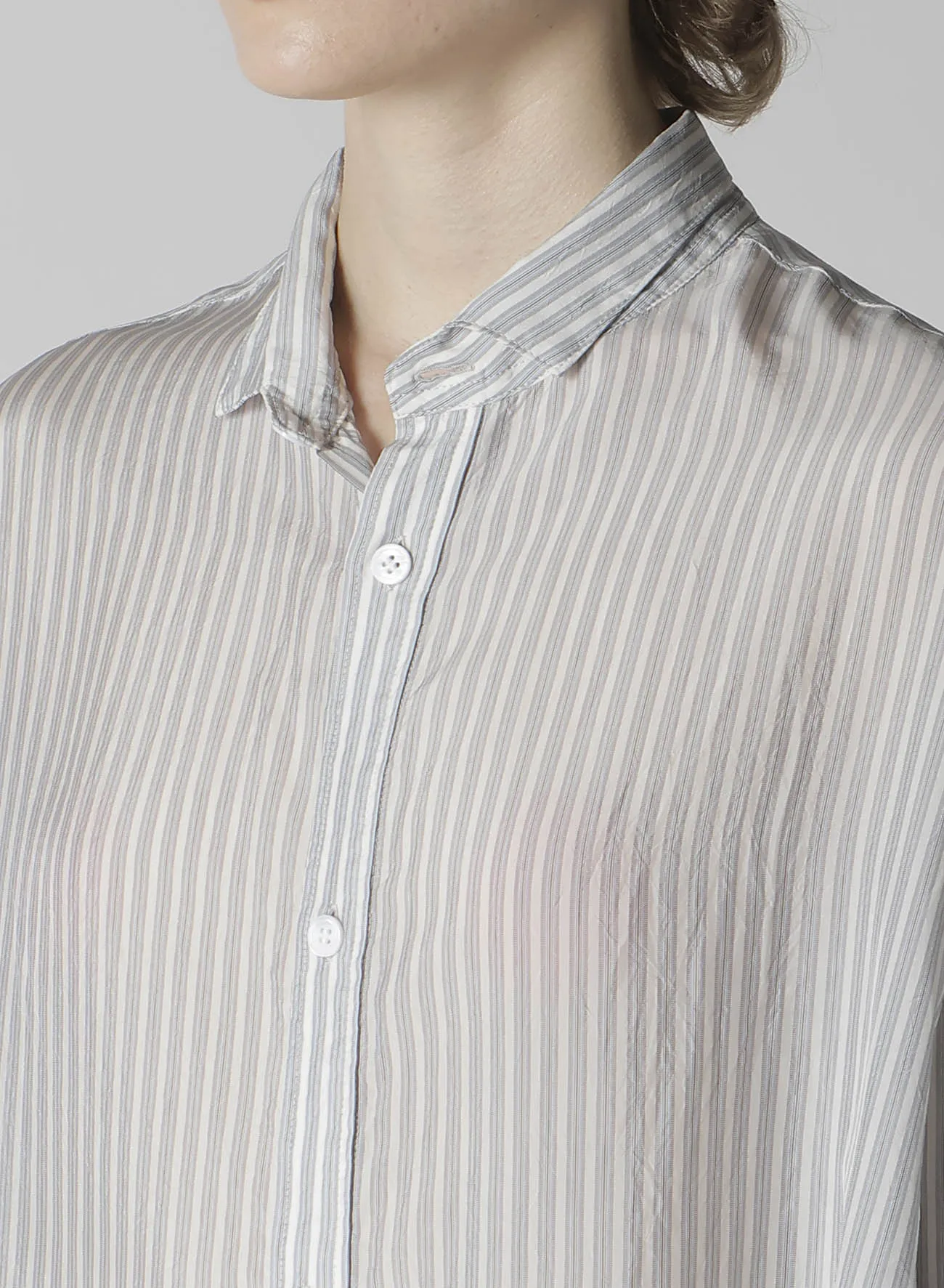 CUPRO STRIPE DESIGN COLLAR BIG BLOUSE sold by Yohji Yamamoto product image thumbnail 5
