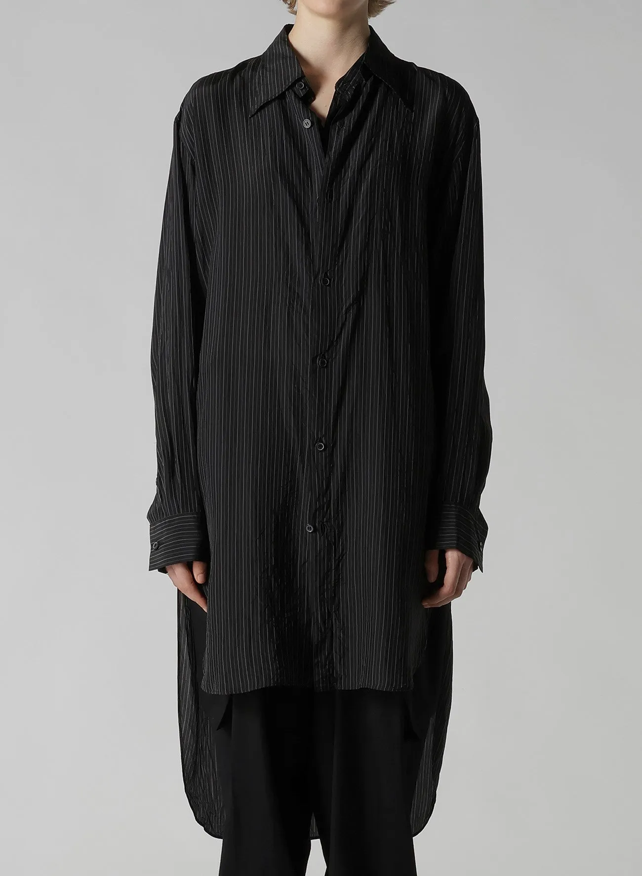 CUPRO STRIPE DOUBLE FRONT SHIRT sold by Yohji Yamamoto product image thumbnail 4