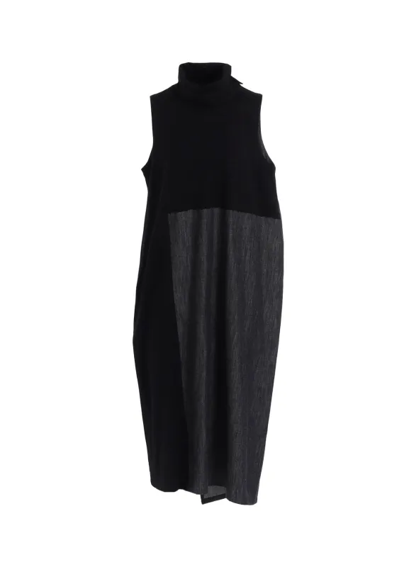 DENIM COMBINATION HIGH NECK DRESS sold by Yohji Yamamoto