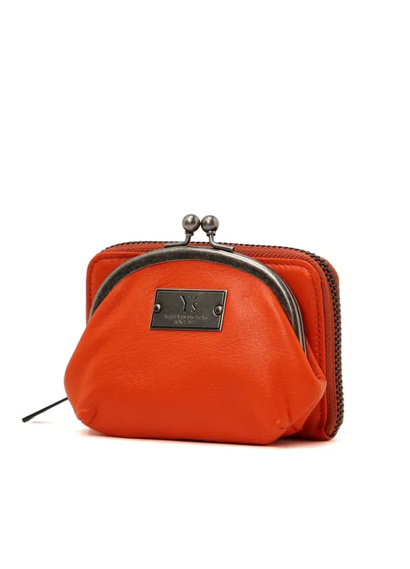 SEMI-GLOSSY LEATHER WALLET W/ METAL CLASP sold by Yohji Yamamoto