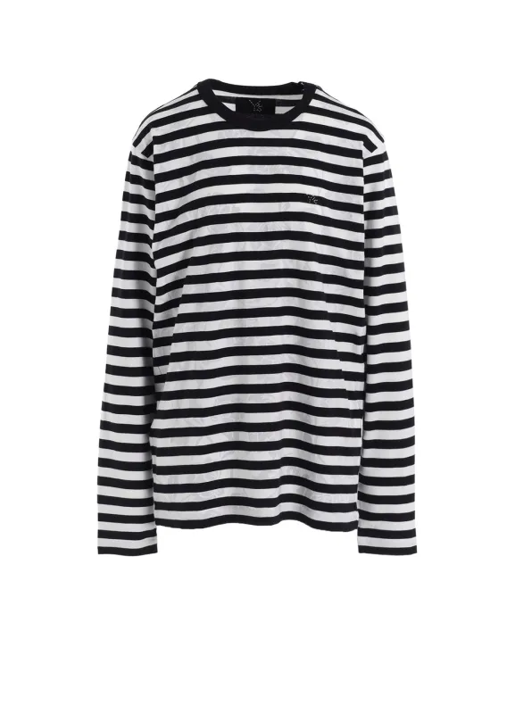 FLOWER PRINT/STRIPE Y'S STITCH LONG SLEEVE T sold by Yohji Yamamoto
