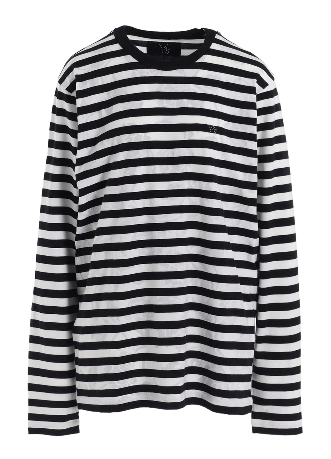 FLOWER PRINT/STRIPE Y'S STITCH LONG SLEEVE T sold by Yohji Yamamoto product image thumbnail 2
