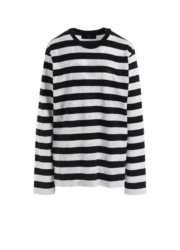 FLOWER PRINT/STRIPE Y'S STITCH LONG SLEEVE T sold by Yohji Yamamoto