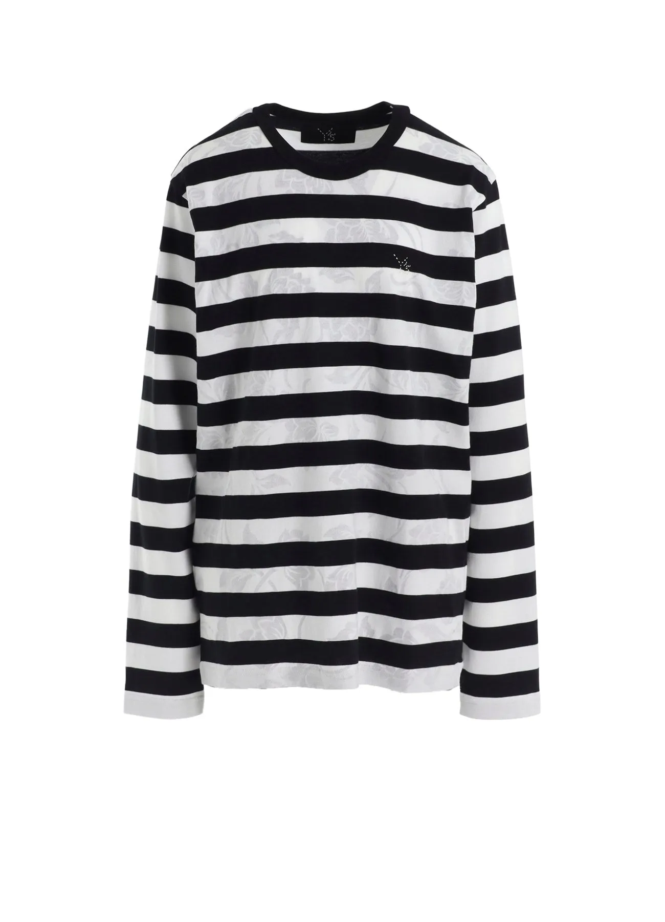 FLOWER PRINT/STRIPE Y'S STITCH LONG SLEEVE T sold by Yohji Yamamoto