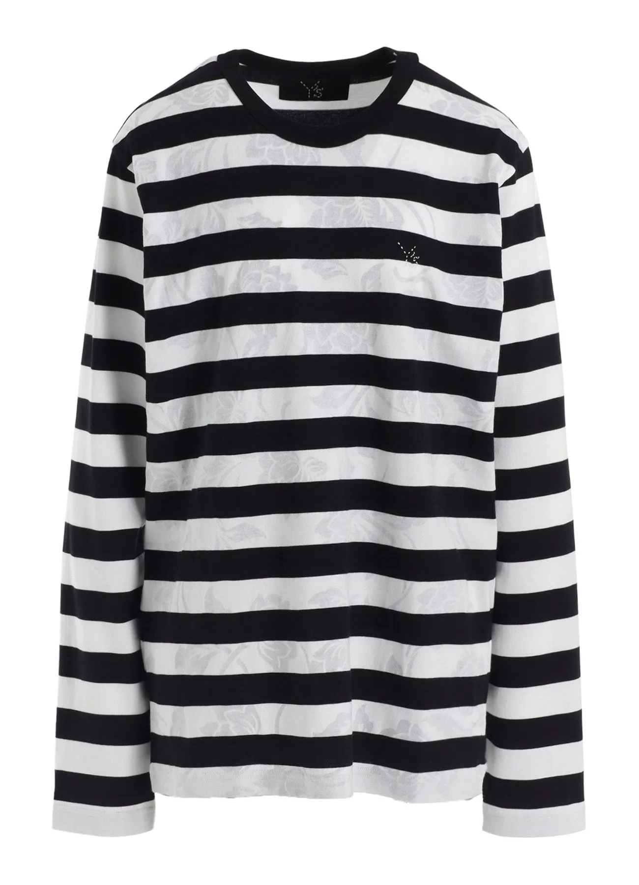 FLOWER PRINT/STRIPE Y'S STITCH LONG SLEEVE T sold by Yohji Yamamoto product image thumbnail 2