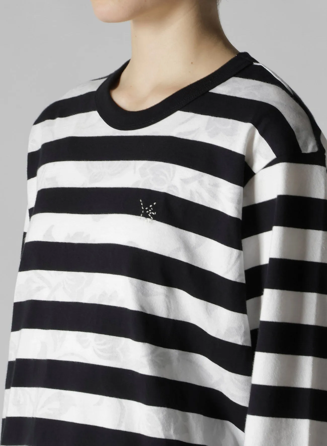 FLOWER PRINT/STRIPE Y'S STITCH LONG SLEEVE T sold by Yohji Yamamoto product image thumbnail 5