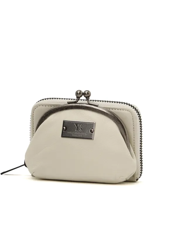 SEMI-GLOSSY LEATHER WALLET W/ METAL CLASP sold by Yohji Yamamoto