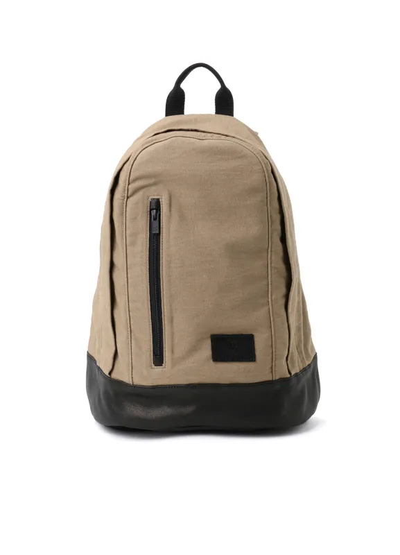 COTTON LINEN TWILL / LEATHER BACKPACK sold by Yohji Yamamoto